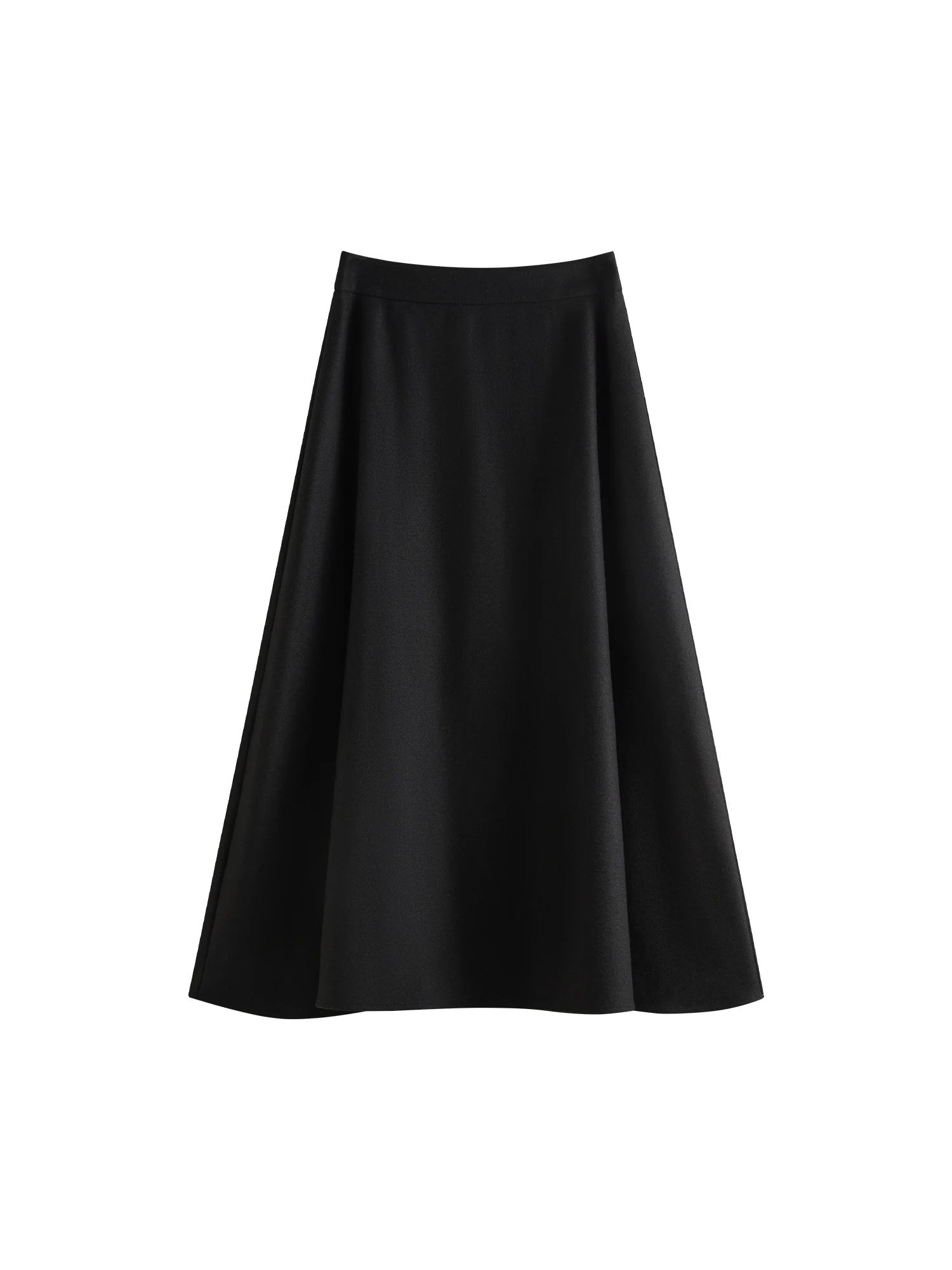 Casual High-Waisted Thick Wool A-Line Skirt